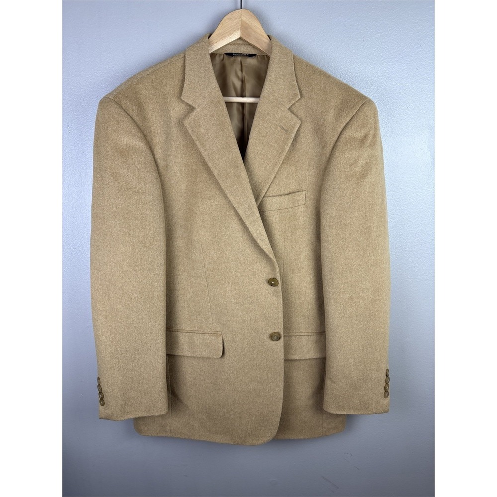 VTG Botany 500 Camel Hair Blazer 44R 2 Button USA Notch 4 Button Cuff SOFT!